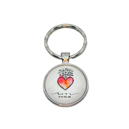 keychain silver red heart1